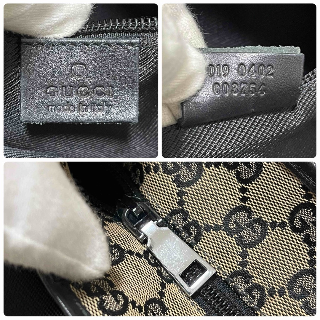 Gucci(グッチ)の736✨美品✨グッチ トートバッグ 肩掛け GGキャンバス×レザー ベージュ 黒 レディースのバッグ(トートバッグ)の商品写真