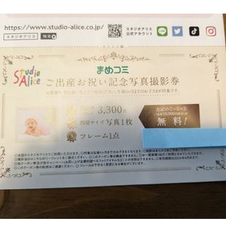 スタジオアリスご出産お祝い記念写真撮影券(その他)