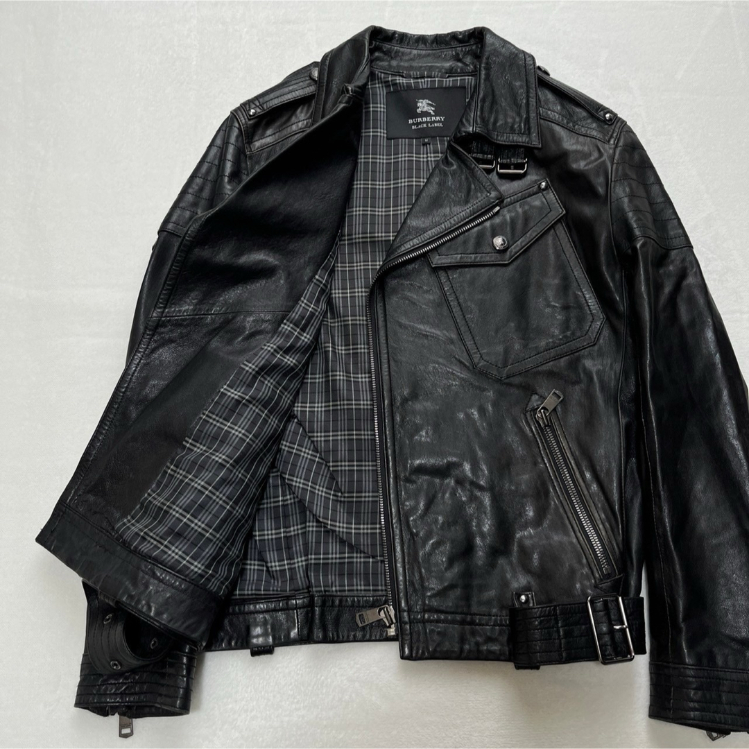 BURBERRY BLACK LABEL(バーバリーブラックレーベル)の【美品】高級 BURBERRY BLACKLABEL ライダースジャケット M メンズのジャケット/アウター(ライダースジャケット)の商品写真