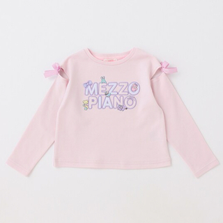 mezzo piano - メゾピアノ☆ぬいぐるみロゴTシャツ☆120ピンク