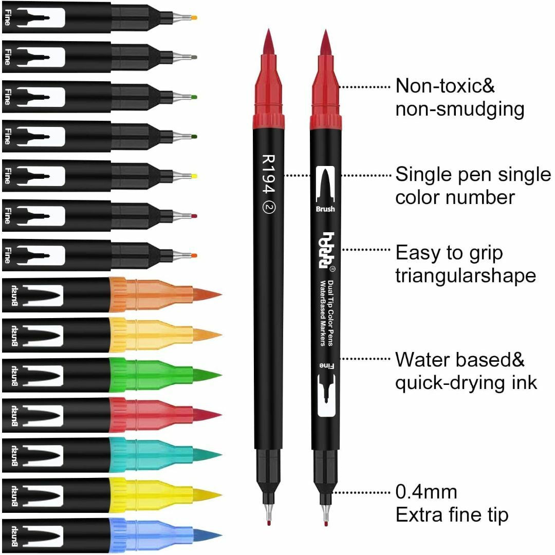 150色 アートマーカーペン セット 筆ペン 水彩毛筆 線画 ペン 水性ペン カ その他のその他(その他)の商品写真