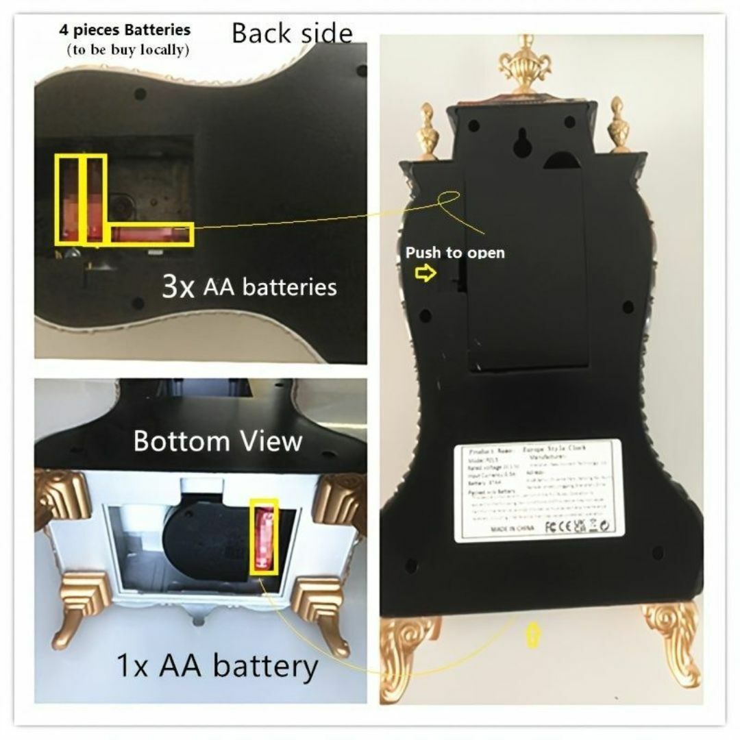置き時計 ヨーロッパ アンティーク アナログ 音楽アラーム 静音 単三電池  インテリア/住まい/日用品のインテリア小物(掛時計/柱時計)の商品写真