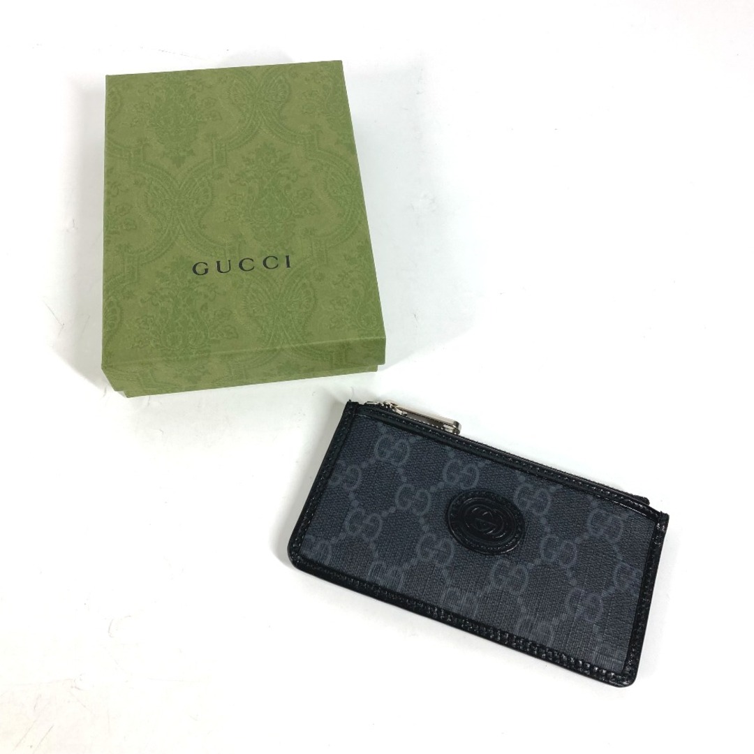 Gucci(グッチ)のグッチ GUCCI インターロッキングG カードケース 697717 GGスプリーム フラグメントケース 財布 小銭入れ コインケース PVC/レザー ブラック 美品 メンズのファッション小物(コインケース/小銭入れ)の商品写真