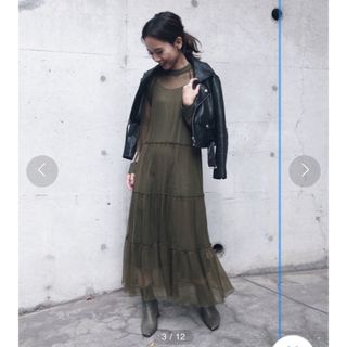 アメリヴィンテージ(Ameri VINTAGE)のAMERI SHIRRING SHEER DRESS アメリヴィンテージ(ロングワンピース/マキシワンピース)