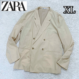 ザラ(ZARA)の【大人ビジカジ】ザラ・テーラードジャケット・ダブル　ベージュ　XL 大きいサイズ(テーラードジャケット)
