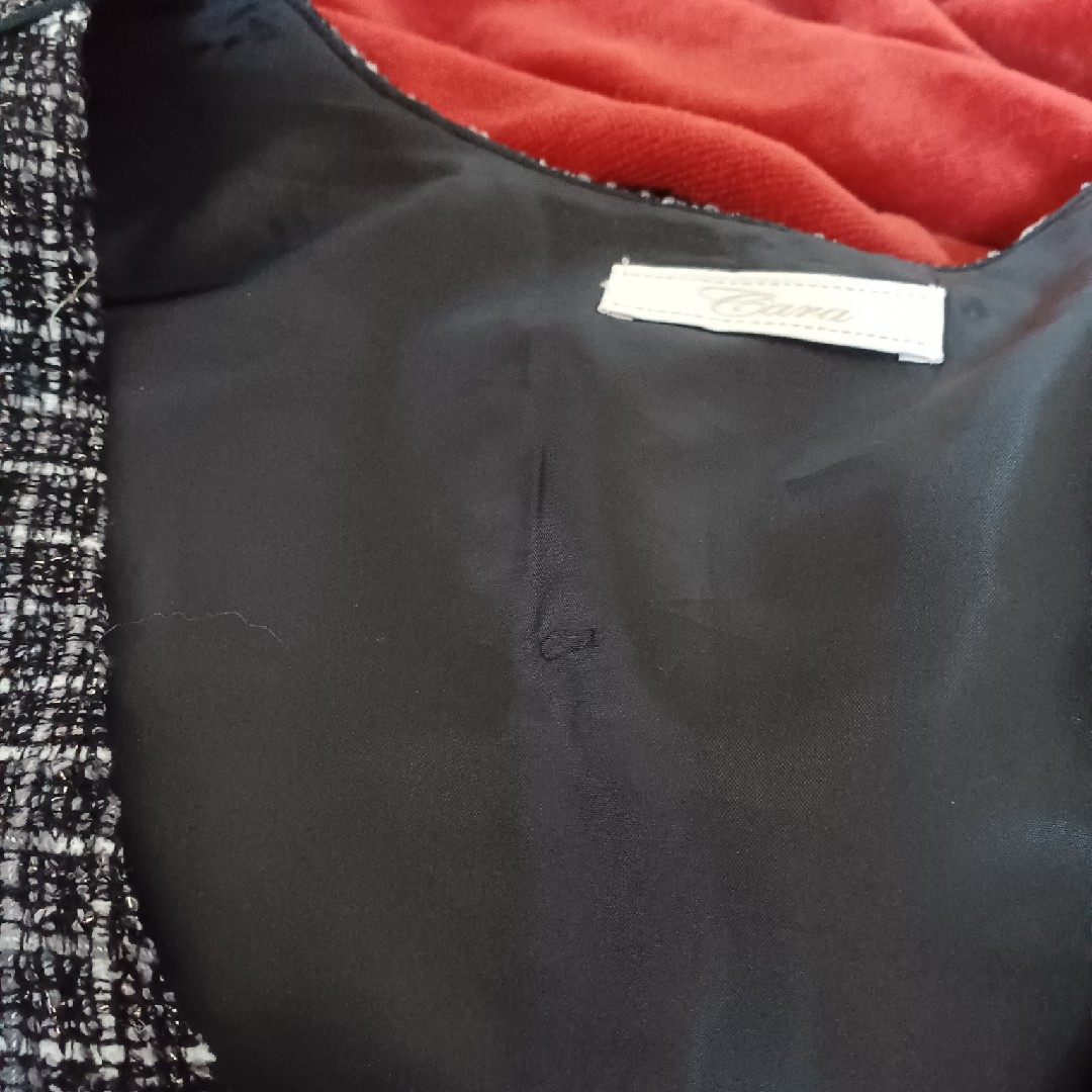 ワンピース　チュニック　黒　ラメ　ツイード風　ジャンパースカート　Mサイズ レディースのワンピース(ひざ丈ワンピース)の商品写真