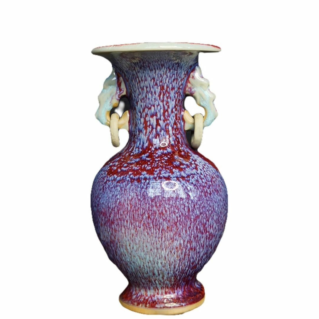 花瓶 紫 ダブルライオンイヤージュン セラミック花瓶 磁器花瓶  インテリア/住まい/日用品のインテリア小物(花瓶)の商品写真