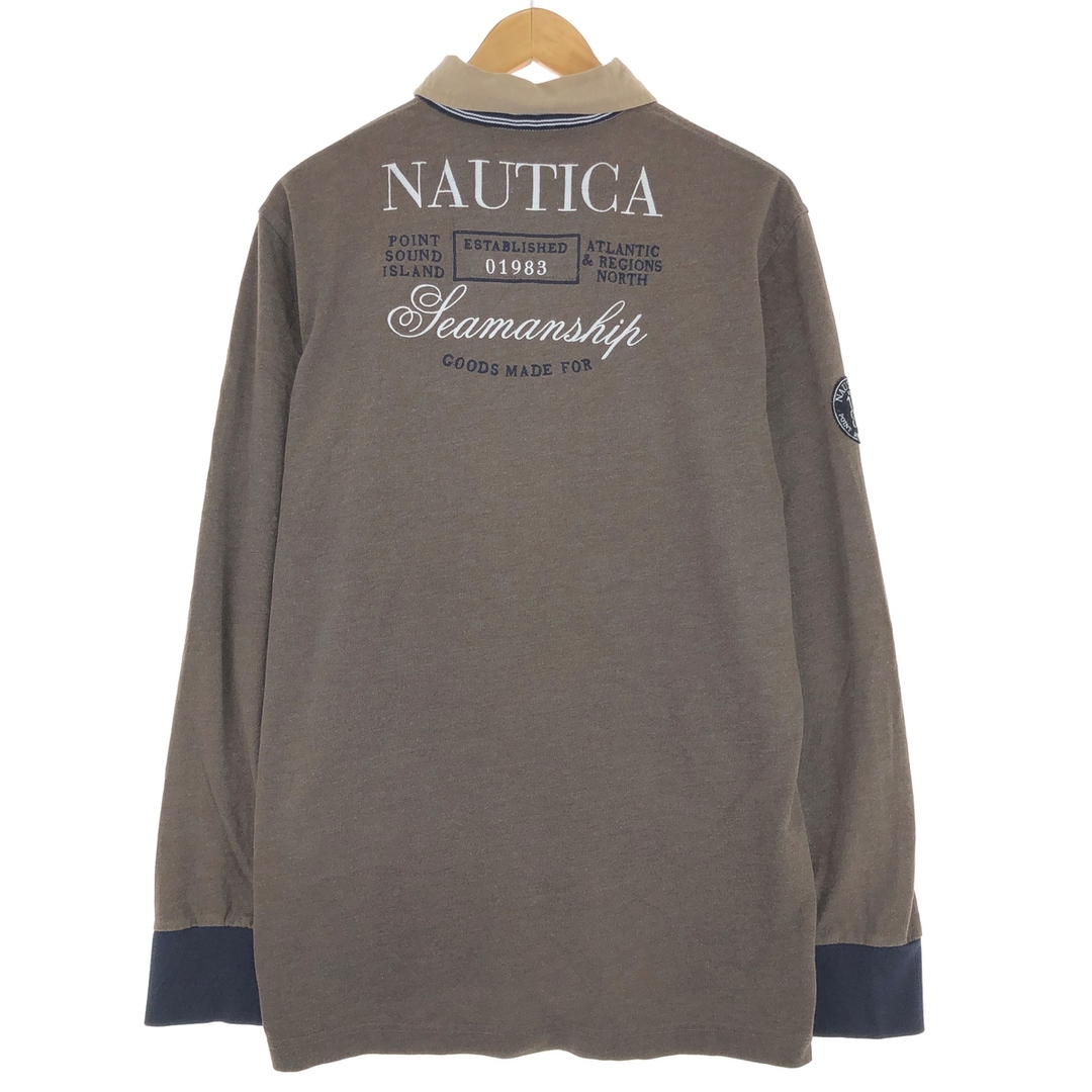 NAUTICA(ノーティカ)の古着 00年代 ノーティカ NAUTICA 大文字 バック刺繍 長袖 ポロシャツ メンズM /eaa423431 メンズのトップス(ポロシャツ)の商品写真