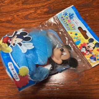 ディズニー(Disney)の水が飛び出る！　ボディスポンジ　ミッキーマウス　水鉄砲　泡立てネット　新品(お風呂のおもちゃ)