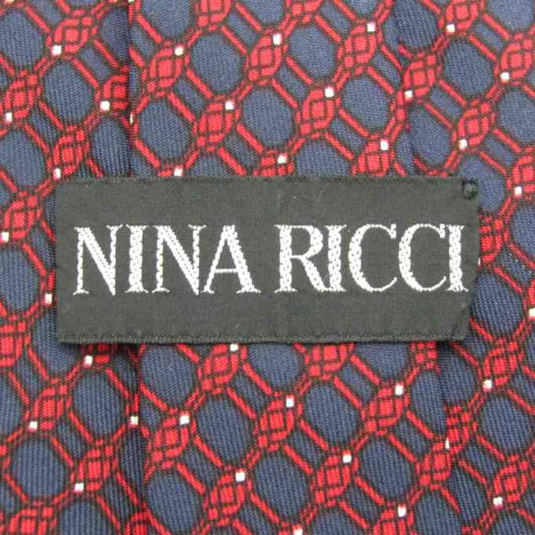 NINA RICCI(ニナリッチ)のニナリッチ ブランド ネクタイ ロゴ 格子柄 ドット シルク 日本製 メンズ ネイビー NINA RICCI メンズのファッション小物(ネクタイ)の商品写真