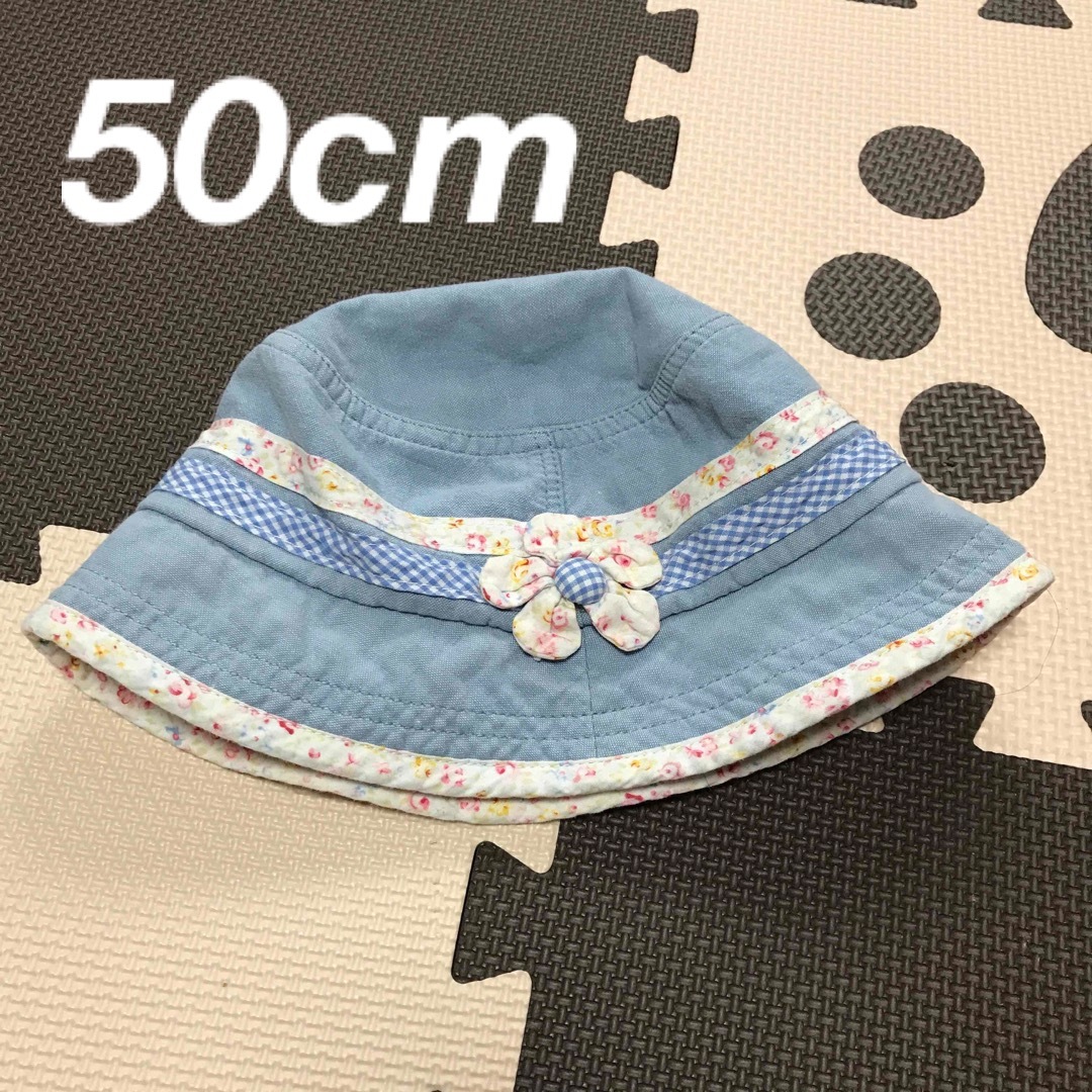 ベビー　帽子　50  女の子　花柄　保育園 キッズ/ベビー/マタニティのこども用ファッション小物(帽子)の商品写真