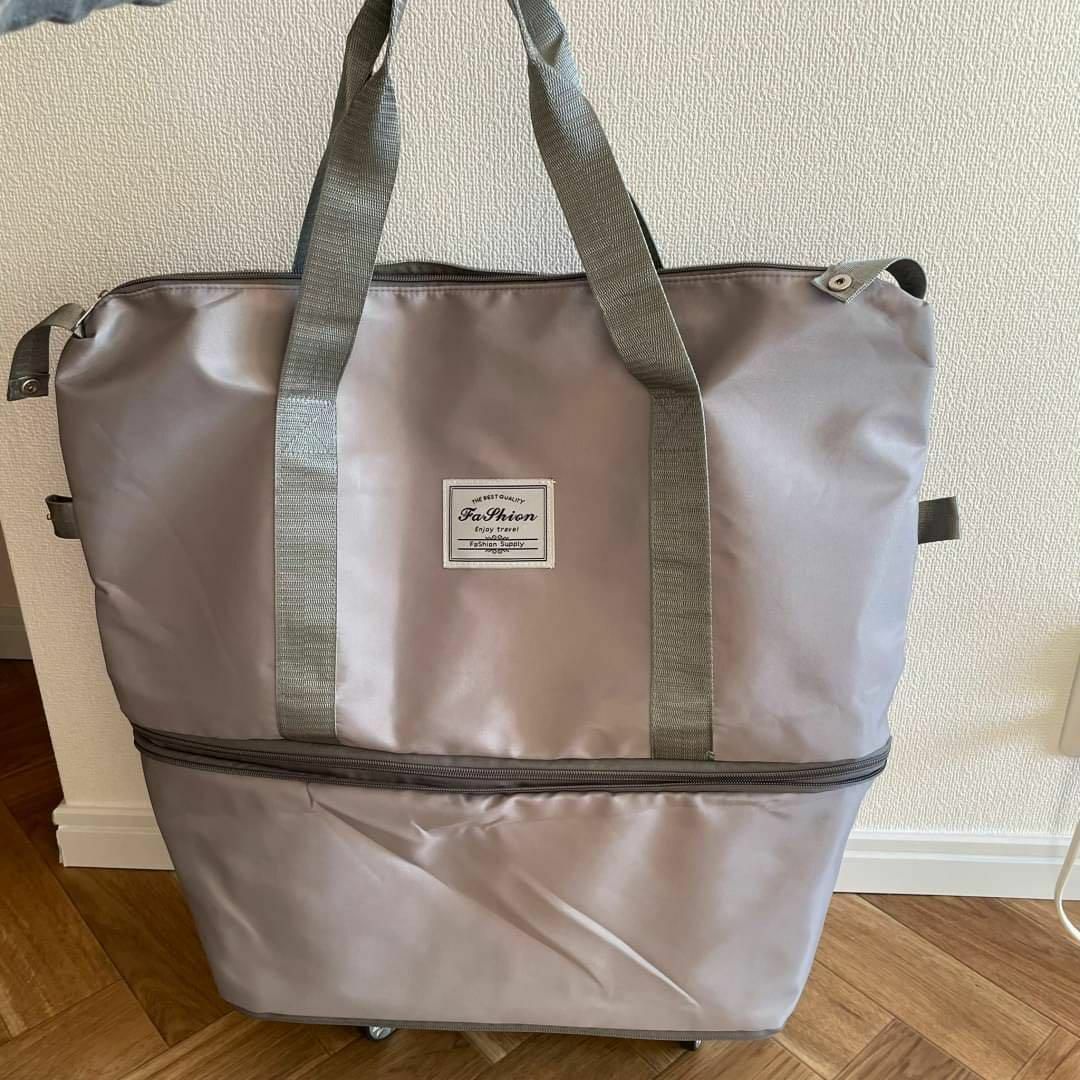 【3way】拡張バッグ キャスター付き グレー 3段階 機内持ち込み 旅行 レディースのバッグ(ボストンバッグ)の商品写真