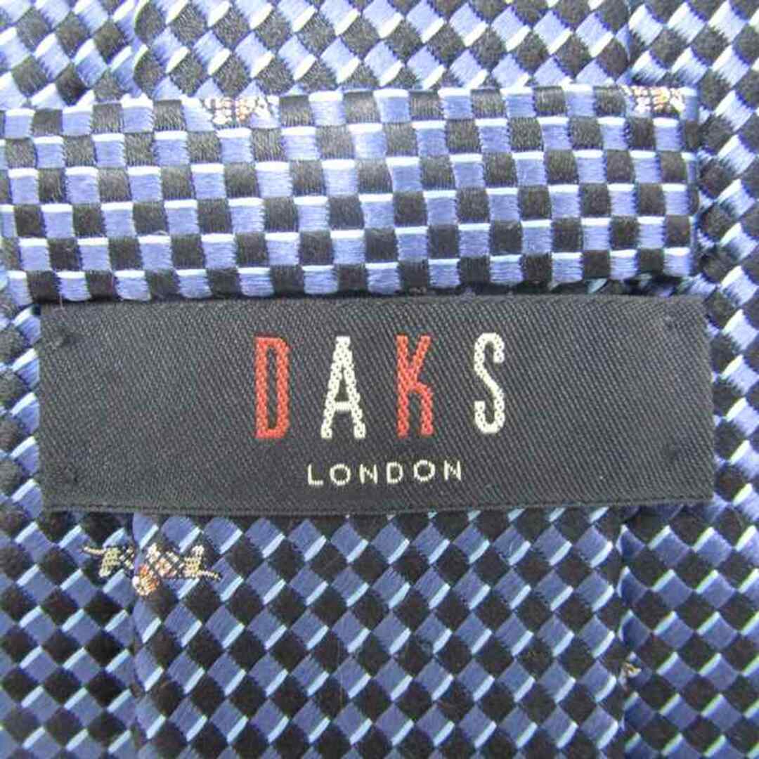 DAKS(ダックス)のダックス ブランド ネクタイ チェック柄 小紋柄 動物柄 犬 シルク 日本製 メンズ ネイビー DAKS メンズのファッション小物(ネクタイ)の商品写真