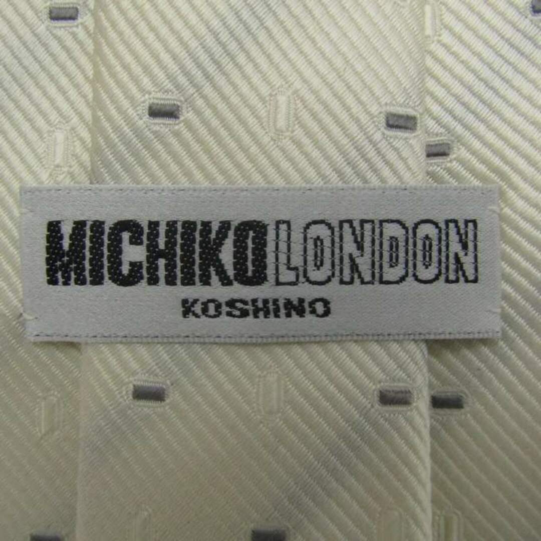 ミチコロンドンコシノ ブランド ネクタイ 小紋柄 パネル柄 シルク 日本製 メンズ ホワイト MICHIKO LONDON KOSHINO メンズのファッション小物(ネクタイ)の商品写真