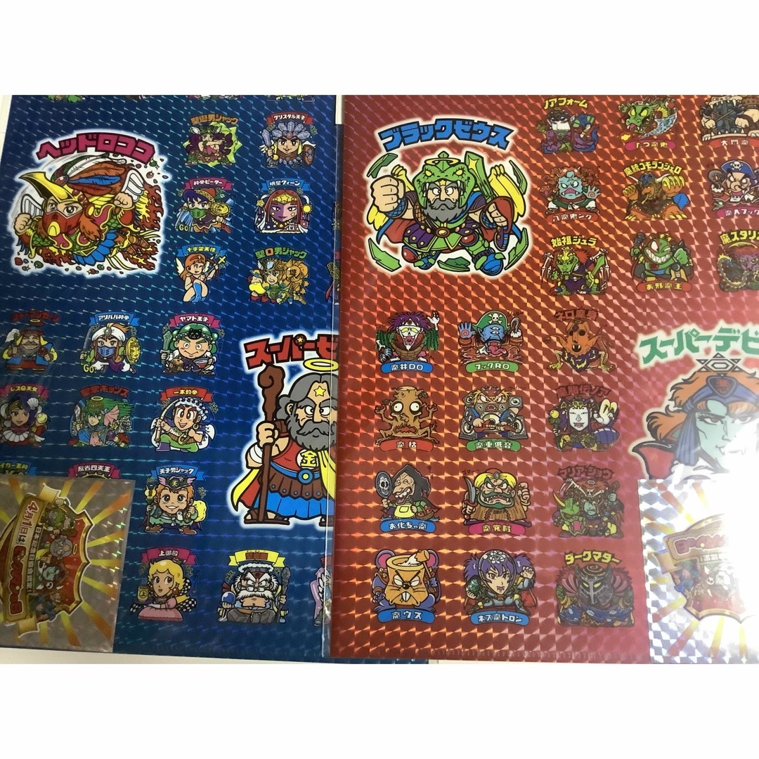 bikkuriman（LOTTE）(ビックリマン)のビックリマンオリジナルクリアファイル２種＆ビックリマンの日記念シール2枚　非売品 エンタメ/ホビーのアニメグッズ(クリアファイル)の商品写真