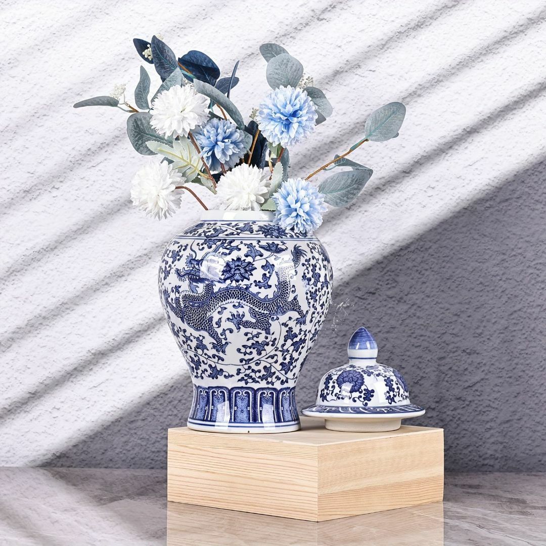 花瓶 青と白の磁器瓶 蓋付きセラミック青と白の瓶 中国 の通販 花瓶 青と白の磁器瓶 蓋付きセラミック青と白の瓶 中国 の通販