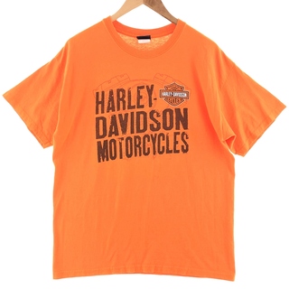 ハーレーダビッドソン(Harley Davidson)の古着 ハーレーダビッドソン Harley-Davidson 両面プリント モーターサイクル バイクTシャツ メンズL /eaa381926(Tシャツ/カットソー(半袖/袖なし))
