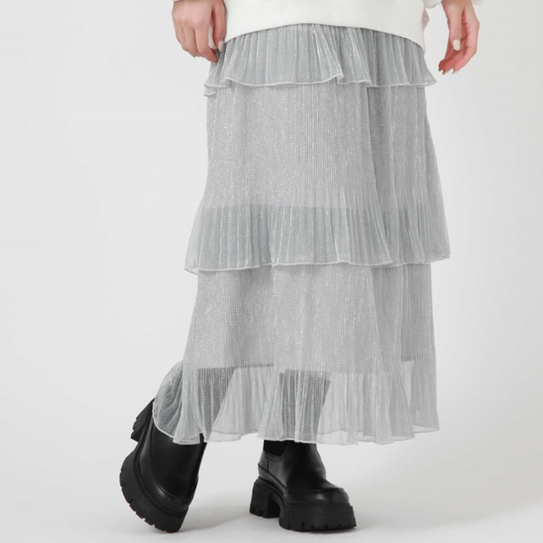 archives(アルシーヴ)のarchives☆ラメチュールプリーツティアードスカート レディースのスカート(ロングスカート)の商品写真