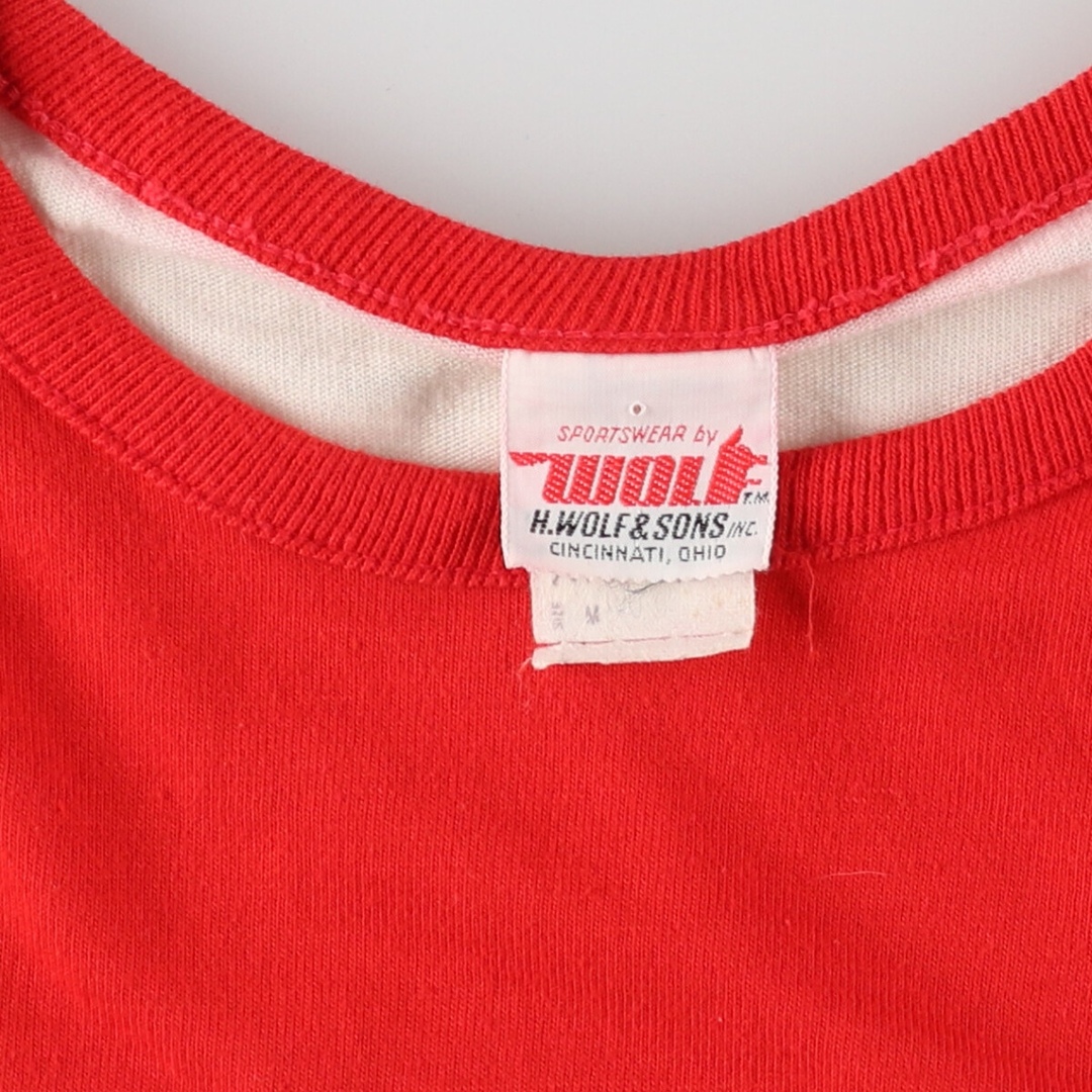 古着 80年代 WOLF カレッジTシャツ USA製 レディースM ヴィンテージ /eaa431546 レディースのトップス(Tシャツ(半袖/袖なし))の商品写真