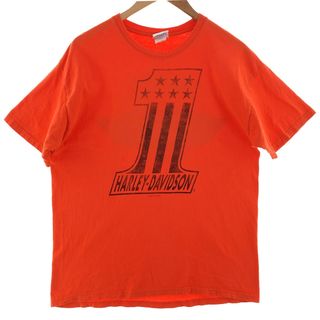 ハーレーダビッドソン(Harley Davidson)の古着 ハーレーダビッドソン Harley-Davidson 両面プリント モーターサイクル バイクTシャツ メンズL /eaa381963(Tシャツ/カットソー(半袖/袖なし))