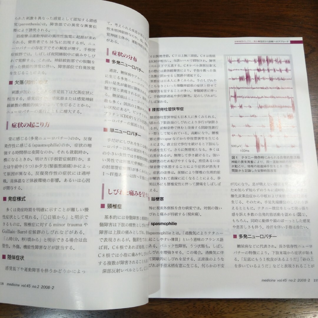 【医学書籍、参考書】しびれと痛み、内科臨床誌メディチーナ2008年第2号 エンタメ/ホビーの本(健康/医学)の商品写真