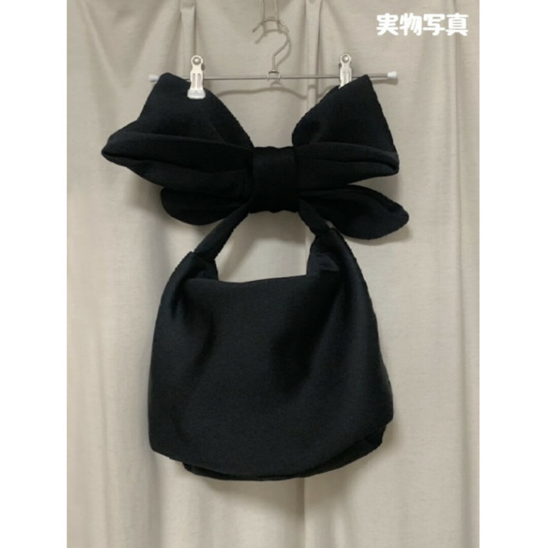ビッグリボンハンドルバッグ ショルダーバッグ 黒 りぼん 新品 韓国 推し活 レディースのバッグ(ハンドバッグ)の商品写真