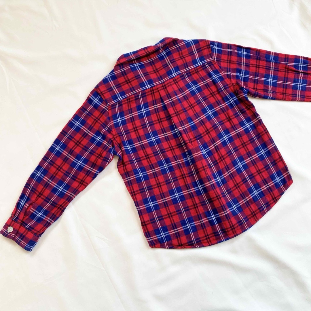 mikihouse(ミキハウス)のミキハウス チェックシャツ 110 MIKIHOUSE 赤 ネルシャツ 長袖 キッズ/ベビー/マタニティのキッズ服男の子用(90cm~)(Tシャツ/カットソー)の商品写真