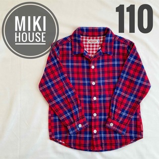 ミキハウス(mikihouse)のミキハウス チェックシャツ 110 MIKIHOUSE 赤 ネルシャツ 長袖(Tシャツ/カットソー)