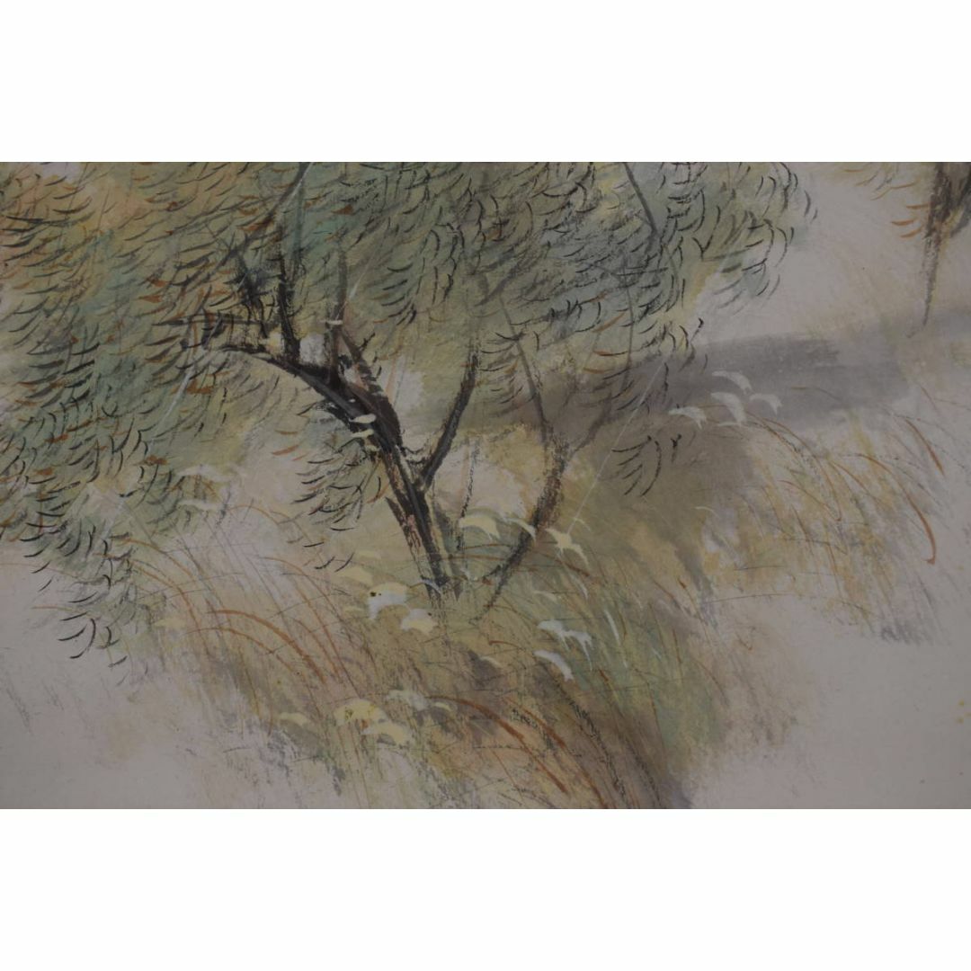 真作/林文塘/首秋行旅図/秋景山水人物図/横物/掛軸☆宝船☆Y-287 真作/林文塘/首秋行旅図/秋景山水人物図/横物/掛軸☆宝船☆Y-287