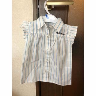 ニシマツヤ(西松屋)の新品！西松屋　ストライプシャツ　ブルー　80(シャツ/カットソー)