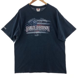 ハーレーダビッドソン(Harley Davidson)の古着 ハーレーダビッドソン Harley-Davidson 両面プリント モーターサイクル バイクTシャツ USA製 メンズL  /eaa381877(Tシャツ/カットソー(半袖/袖なし))