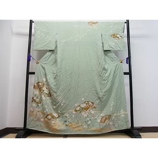 平和屋1■訪問着　駒刺繍　扇面草花文　金彩　逸品　ua7022(着物)