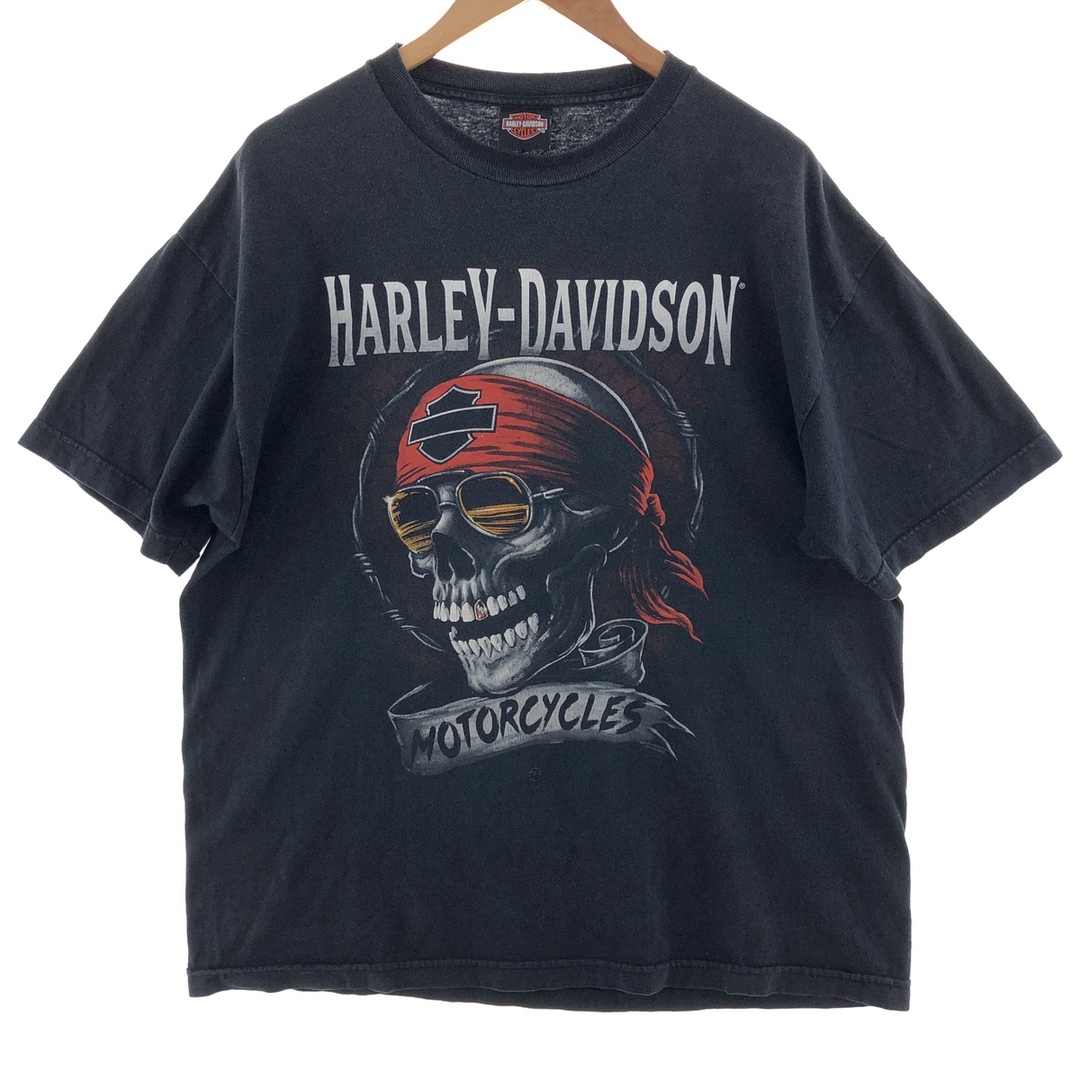 Harley Davidson(ハーレーダビッドソン)の古着 ハーレーダビッドソン Harley-Davidson 鷲柄 イーグル柄 ドクロ柄 スカル柄 両面プリント モーターサイクル バイクTシャツ メンズL  /eaa381936 メンズのトップス(Tシャツ/カットソー(半袖/袖なし))の商品写真