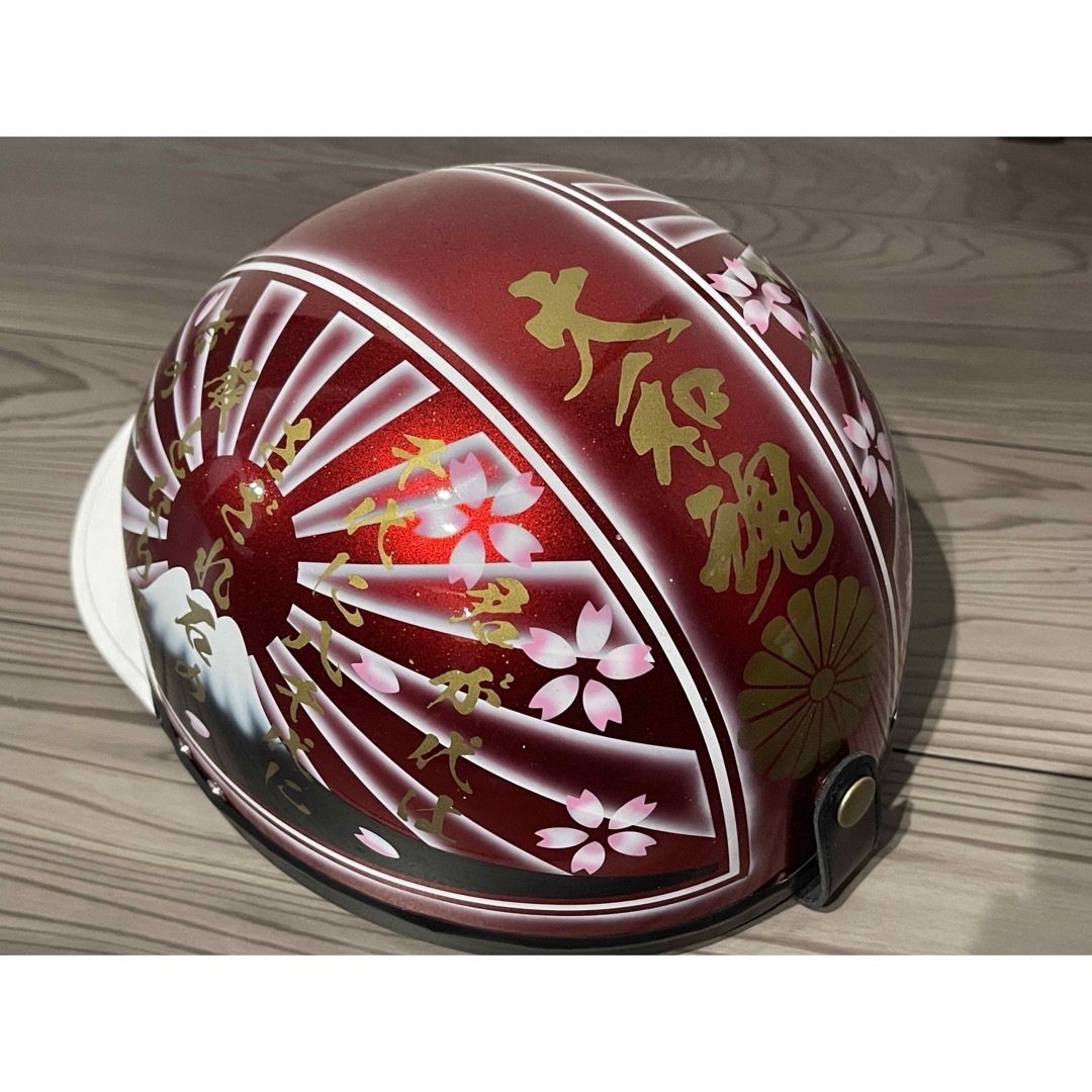 君が代 富士日章 コルク半 ヘルメット レッドラメ 自動車/バイクのバイク(ヘルメット/シールド)の商品写真