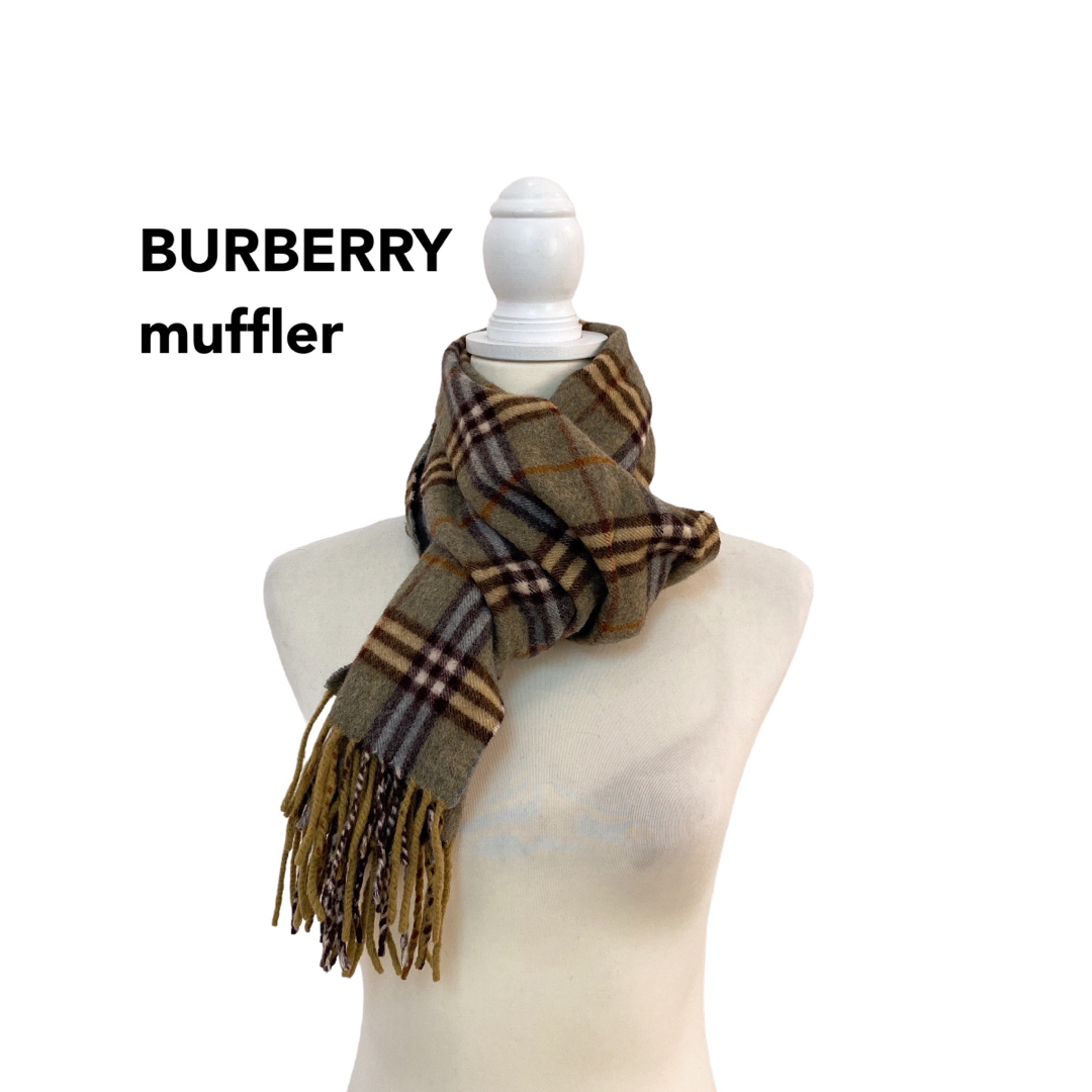 BURBERRY(バーバリー)のBurberry バーバリー　マフラー　ストール　ノバチェック　ウール　カーキ色 レディースのファッション小物(マフラー/ショール)の商品写真