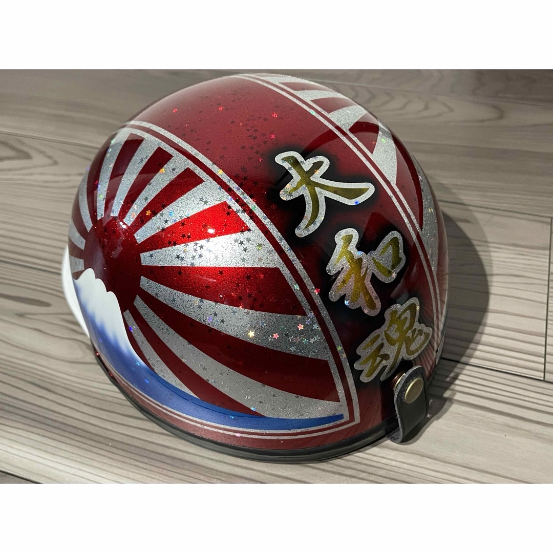星型ラメ キャンディーレッド 富士日章 コルク半 ヘルメット 軽 星型ラメ キャンディーレッド 富士日章 コルク半 ヘルメット 軽