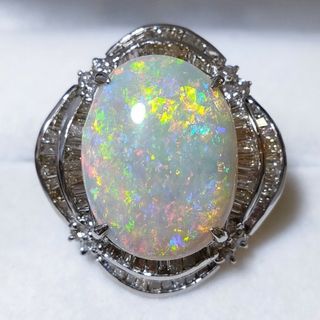 ダイヤモンド×ホワイトオパール リング Pt900 6.35ct 2.07ct(リング(指輪))