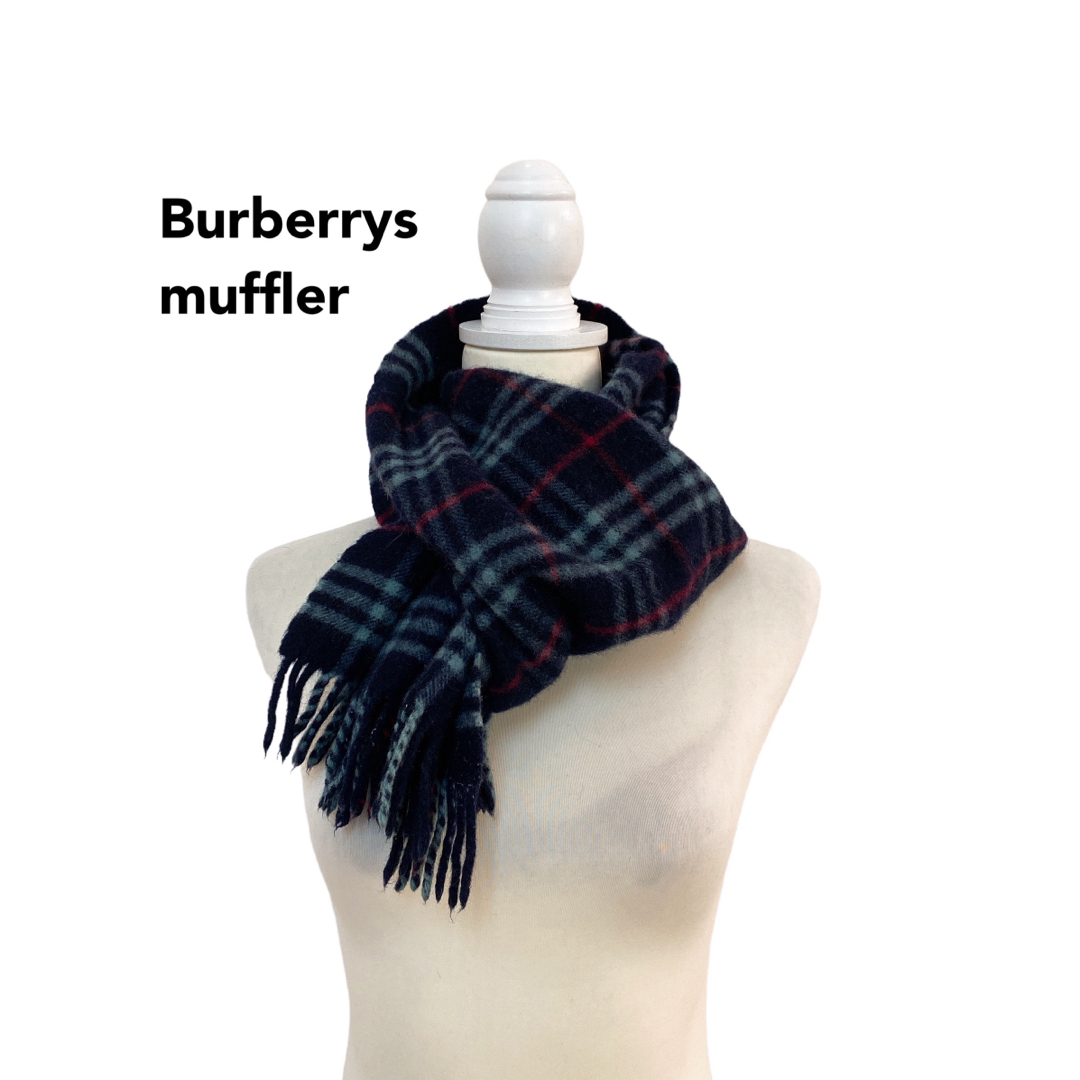BURBERRY(バーバリー)のBurberrys バーバリーズ　マフラー　ストール　ノバチェック　ウール　濃紺 レディースのファッション小物(マフラー/ショール)の商品写真