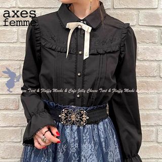 アクシーズファム(axes femme)のaxes femme【受注生産】Redlabel刺繍ブラウス 黒 Web限定商品(シャツ/ブラウス(長袖/七分))