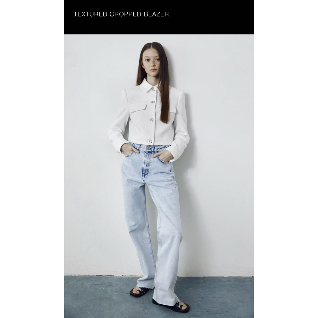 ZARA(ザラ)のZARA Textured Cropped Blazer  レディースのジャケット/アウター(テーラードジャケット)の商品写真