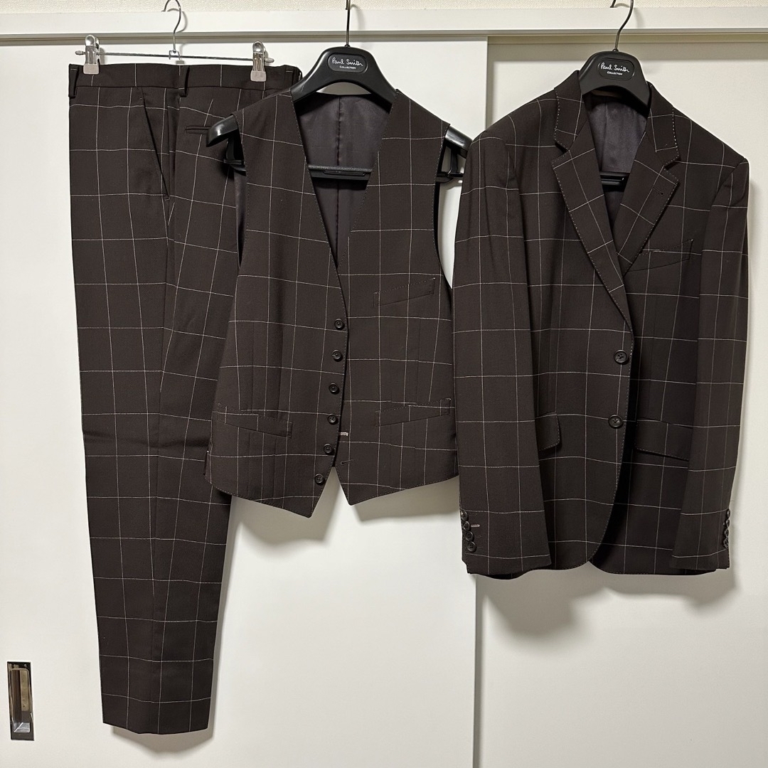 Paul Smith(ポールスミス)の【1度のみ着用】PaulSmith スーツ 3ピース L ブラウン チェック メンズのスーツ(セットアップ)の商品写真