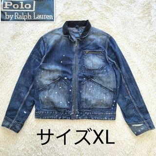 ポロラルフローレン(POLO RALPH LAUREN)の【希少】XL ポロバイラルフローレン　ペイント　デニム　ワーク　ジャケット(Gジャン/デニムジャケット)