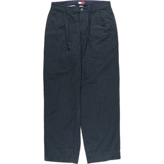 TOMMY HILFIGER - 古着 90年代 トミーヒルフィガー TOMMY HILFIGER ブラックウォッチチェック ツータック コットンパンツ メンズw32 ヴィンテージ /eaa428015