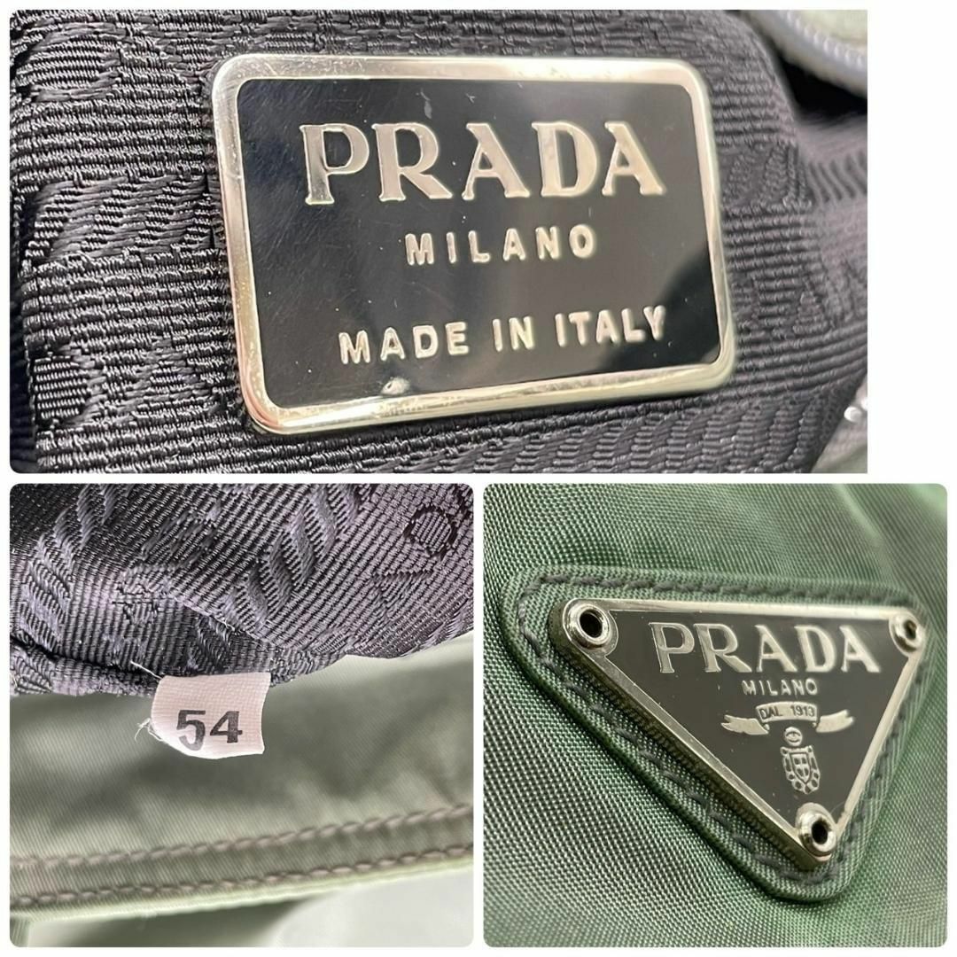 PRADA(プラダ)の良品 PRADA プラダ　o ハンドバッグ　ナイロン　三角ロゴ　カーキ　緑 レディースのバッグ(ハンドバッグ)の商品写真
