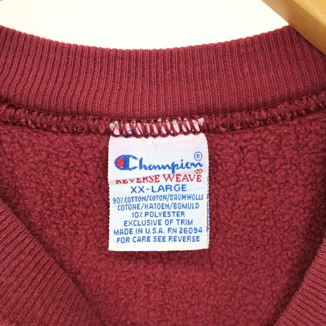 Champion(チャンピオン)の古着 90年代 チャンピオン Champion REVERSE WEAVE リバースウィーブ 刺繍タグ ワンポイントロゴスウェットシャツ トレーナー USA製 メンズXXL ヴィンテージ /eaa411069 メンズのトップス(スウェット)の商品写真