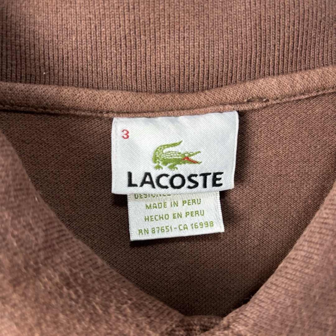 LACOSTE(ラコステ)のLACOSTE ラコステ　ポロシャツ　半袖　ブラウン　茶　サイズ3 S M　古着 メンズのトップス(ポロシャツ)の商品写真