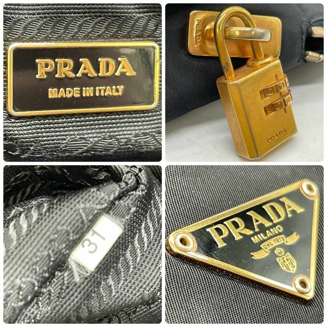 PRADA(プラダ)のPRADA プラダ　o ナイロン　黒　トートバッグ　肩掛け　三角ロゴ　ゴールド レディースのバッグ(ハンドバッグ)の商品写真