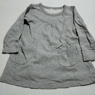 ムジルシリョウヒン(MUJI (無印良品))のキッズ　女の子　チュニック　ワンピース　無印良品　100cm　グレー(ワンピース)