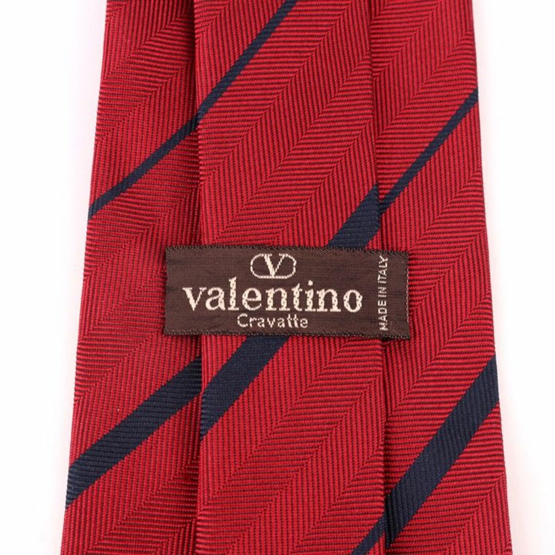 VALENTINO(ヴァレンティノ)のヴァレンティノ ブランドネクタイ ストライプ柄 ロゴ シルク イタリア製 メンズ レッド VALENTINO メンズのファッション小物(ネクタイ)の商品写真