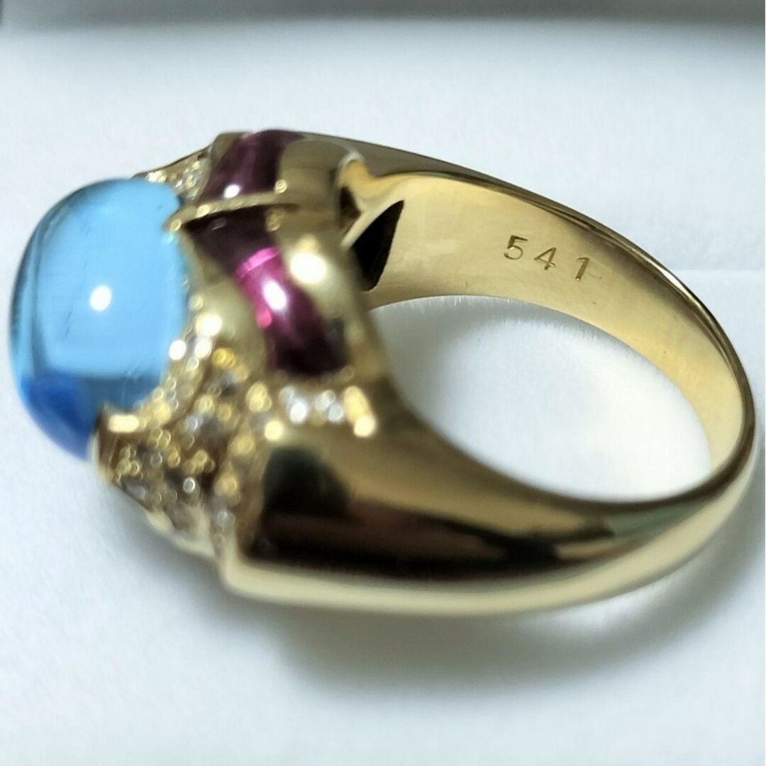 ダイヤモンド×ブルートパーズ リング K18YG 5.41ct 9.2g レディースのアクセサリー(リング(指輪))の商品写真